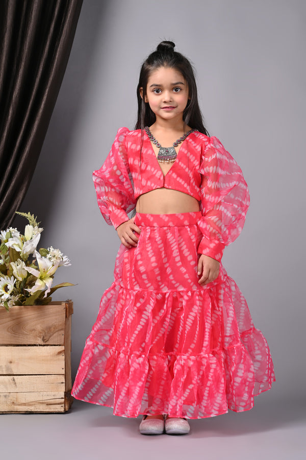 Little Kilkaari Pink Lehenga and Top Set