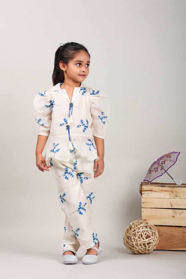 Little Kilkaari White Cotton Co-ord Set