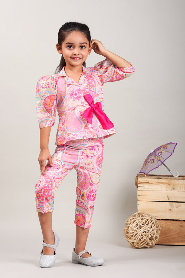 Little Kilkaari Pink Printed Co-ord set